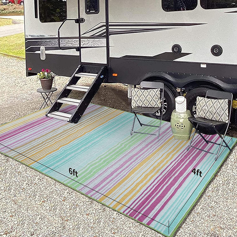 RV Outdoor Patio Rug for Camping Beach Mat Indoor Outdoor Play Mat 4*6 ft