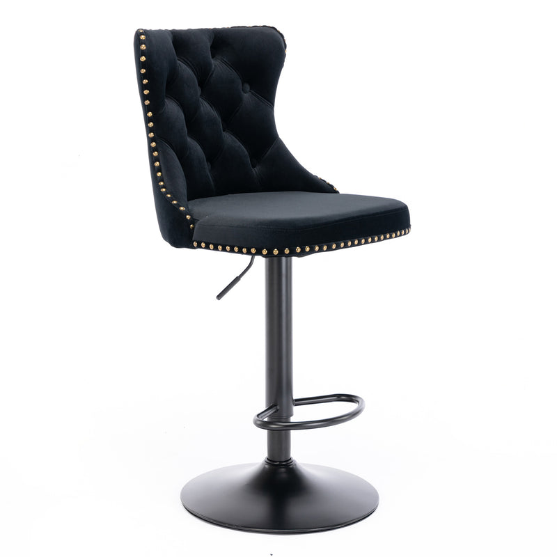 Set of 2 Swivel Velvet Barstools Adjusatble Seat Height from 25-33 Inch