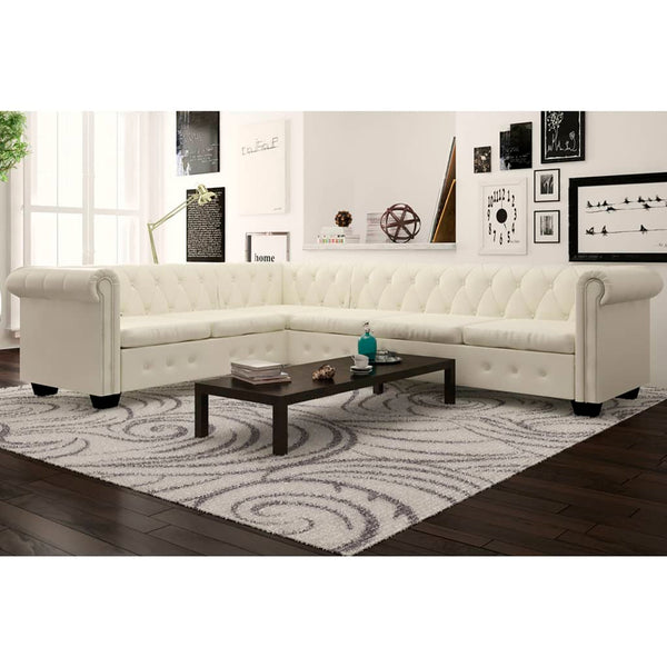 vidaXL Chesterfield Corner Sofa 6-Seater Faux Leather Couch Seat Multi Colors-0
