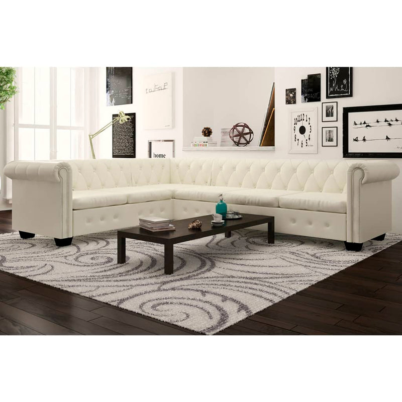 vidaXL Chesterfield Corner Sofa 6-Seater Faux Leather Couch Seat Multi Colors-0