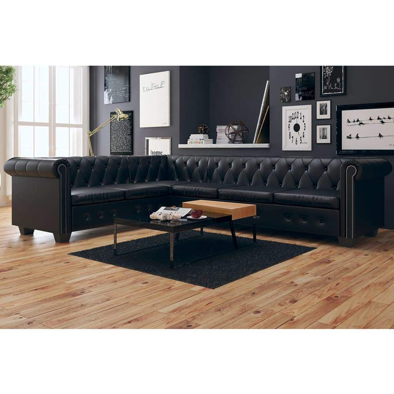 vidaXL Chesterfield Corner Sofa 6-Seater Faux Leather Couch Seat Multi Colors-3
