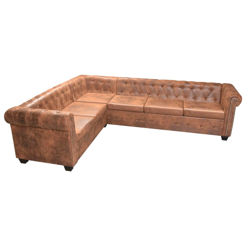 vidaXL Chesterfield Corner Sofa 6-Seater Faux Leather Couch Seat Multi Colors-7