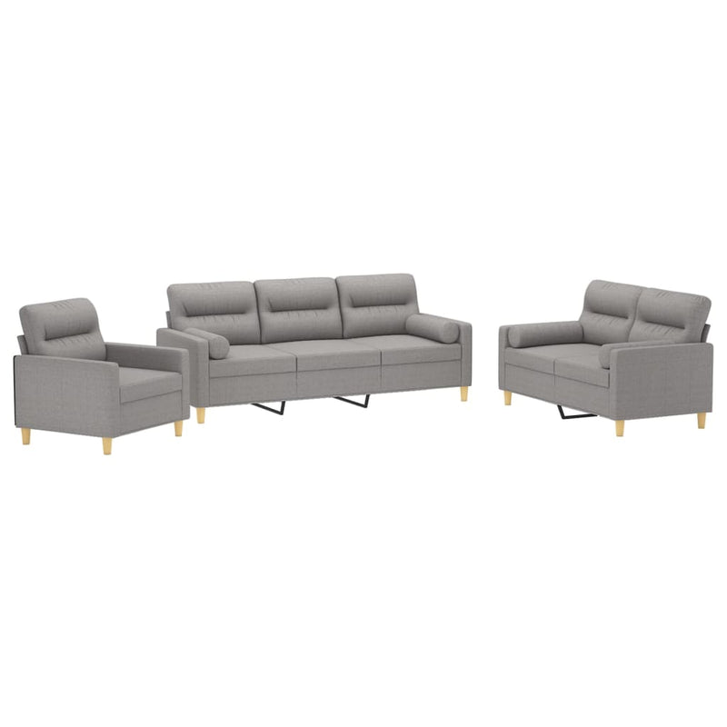 vidaXL 3 Piece Sofa Set with Throw Pillows&Cushions Dark Gray Fabric-11