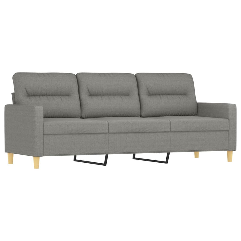vidaXL 3 Piece Sofa Set with Throw Pillows&Cushions Dark Gray Fabric-6