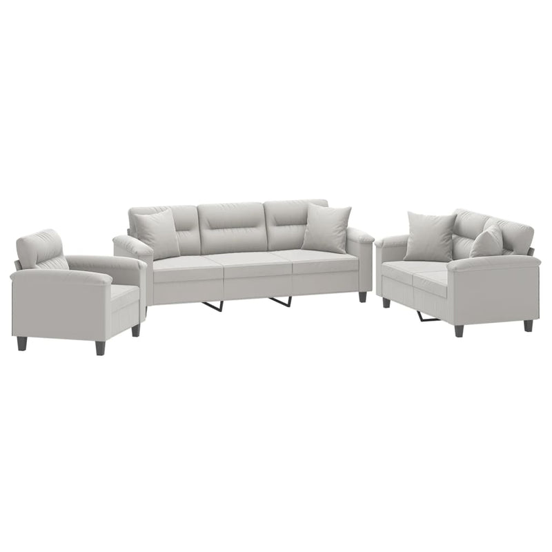 vidaXL 3 Piece Sofa Set with Pillows Dark Gray Microfiber Fabric-11