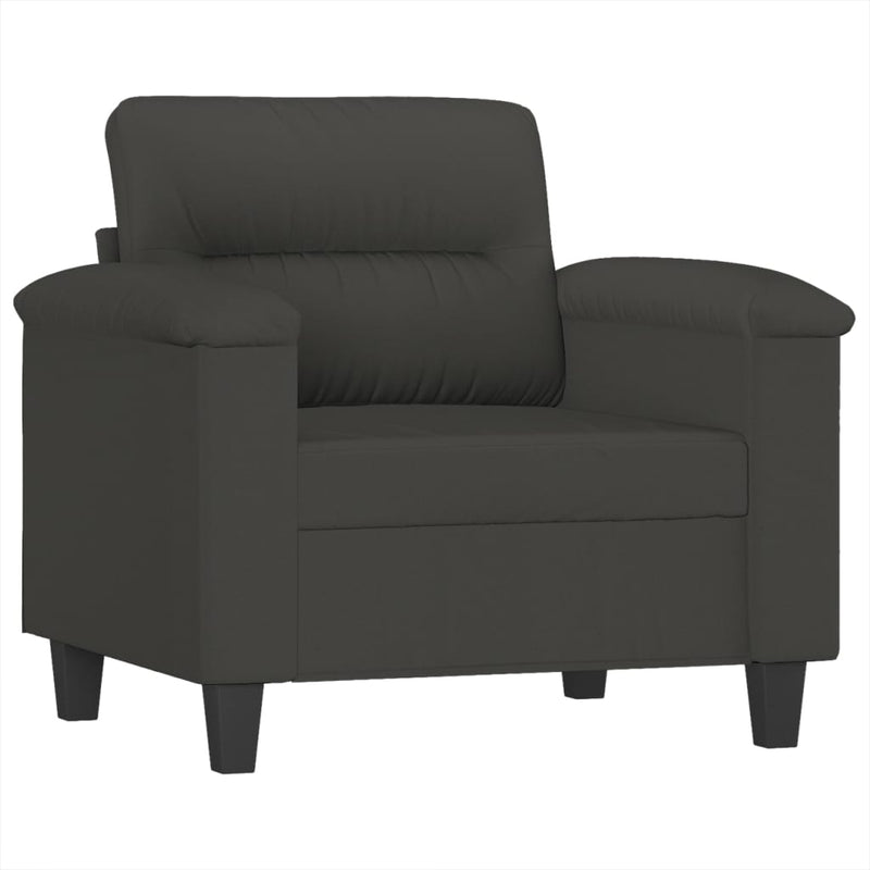 vidaXL 3 Piece Sofa Set with Pillows Dark Gray Microfiber Fabric-4