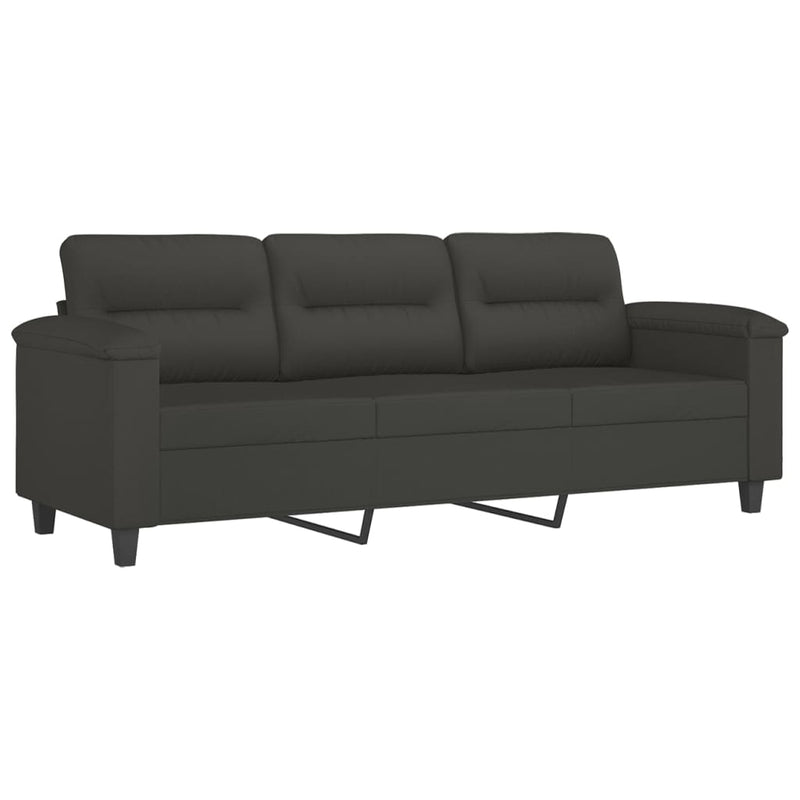 vidaXL 3 Piece Sofa Set with Pillows Dark Gray Microfiber Fabric-6