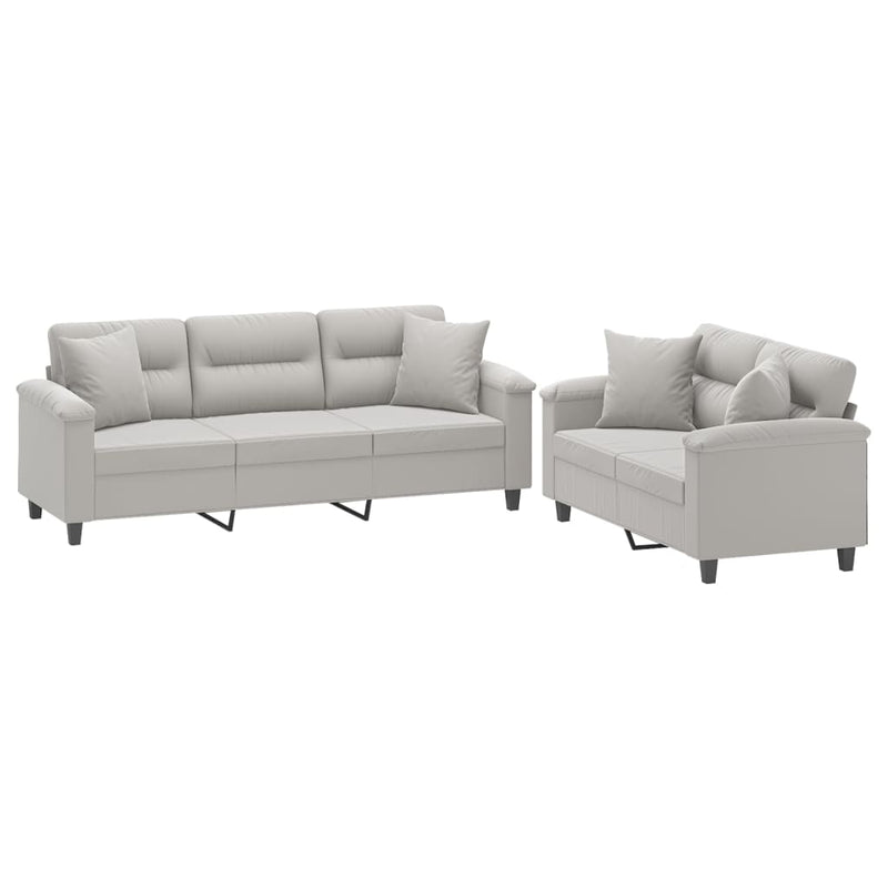 vidaXL 2 Piece Sofa Set with Pillows Dark Gray Microfiber Fabric-10